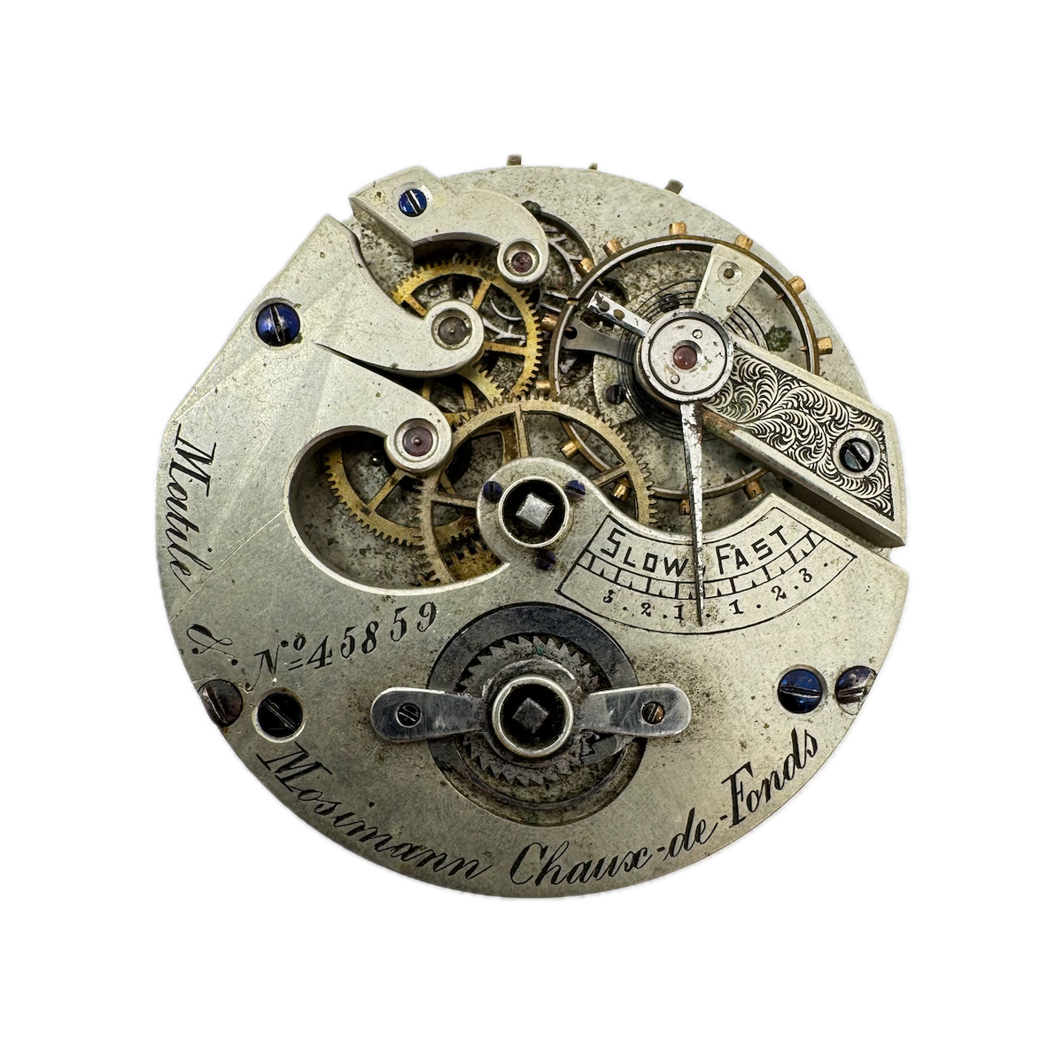 Antique 45.5mm Matile & Mosimann Key Wind Pocket Watch Movement Swiss for Parts