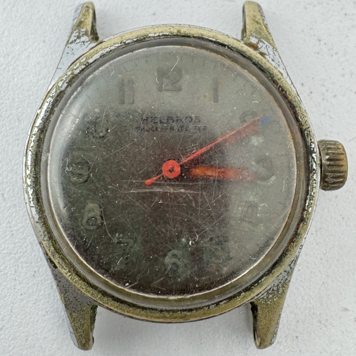 Vintage Helbros Military Style Men's Mechanical Wristwatch Swiss for Parts