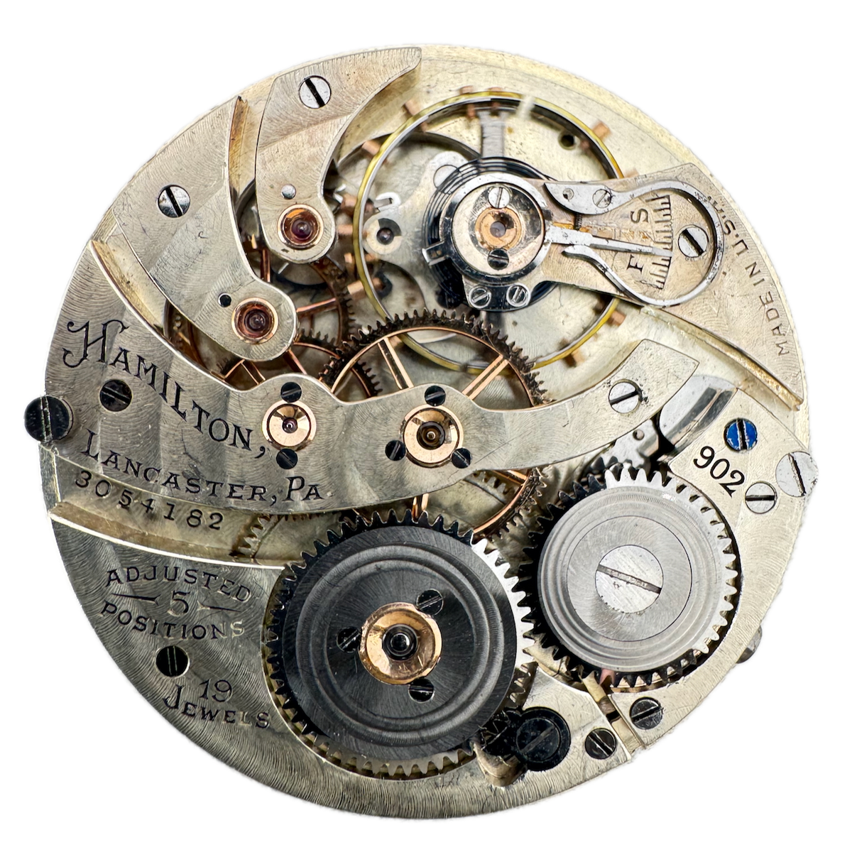 Vintage 12s 1926 Hamilton 19 Jewel Mechanical Pocket Watch Movement 902 USA