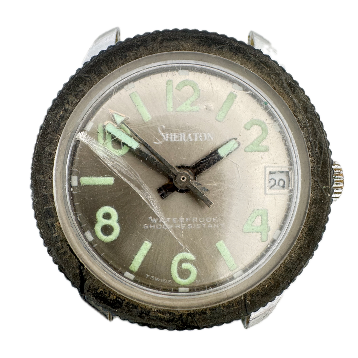 Vintage 32mm Sheraton Waterproof Men's Mechanical Wristwatch Swiss Nickel