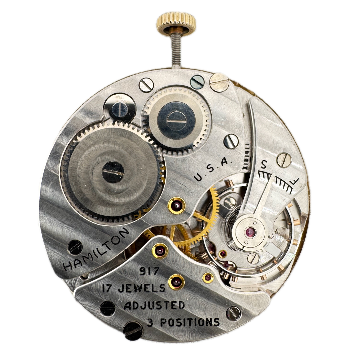 Vintage 12s 1950 Hamilton 17 Jewel Mechanical Pocket Watch Movement 917 USA