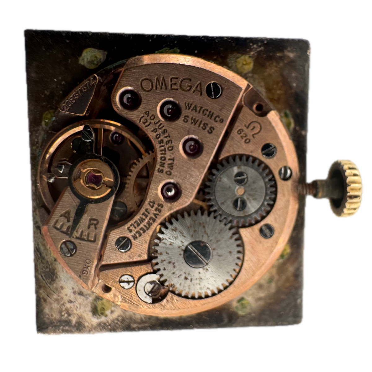 Antique 19mm Omega 36 Jewel Mechanical Men's Wristwatch Movement 620 Swiss