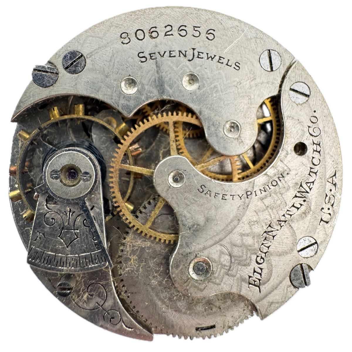 Antique 6s 1900 Elgin 7 Jewel Mechanical Hunter Pocket Watch Movement 206 USA