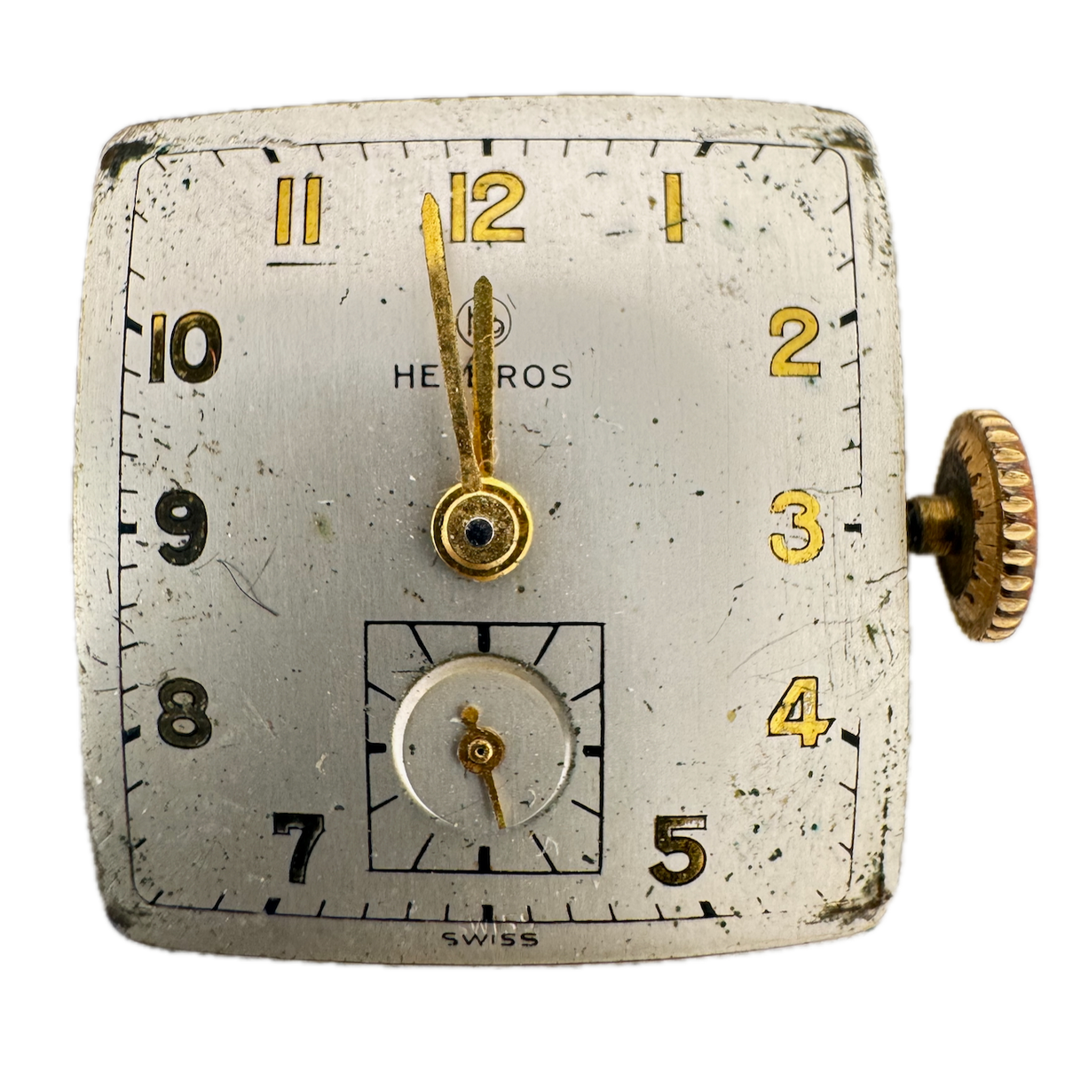 Vintage Helbros 17 Jewel Mechanical Men's Wristwatch Movement 72H Swiss