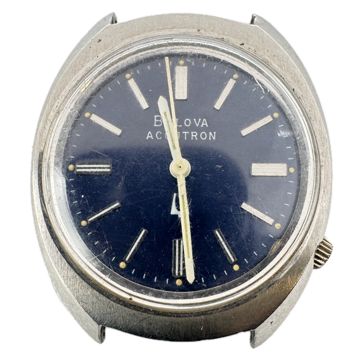 Vintage 1977 Accutron GT 3593 Blue Men's Tuning Fork Wristwatch 219 USA Steel