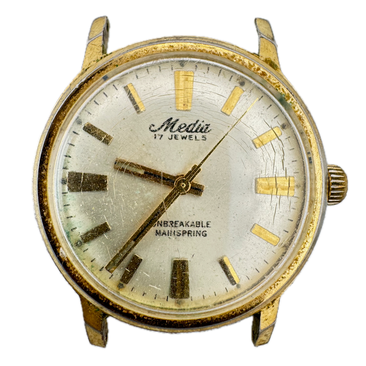 Vintage 33mm Media 1318 17j Men's Mechanical Wristwatch 29UT Swiss Gold Tone