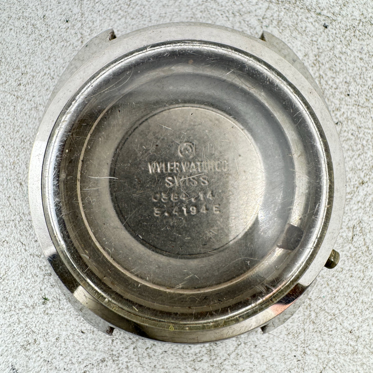 Vintage Wyler 0384.14 Men's Wristwatch Case 36.5mm Stainless Steel Swiss