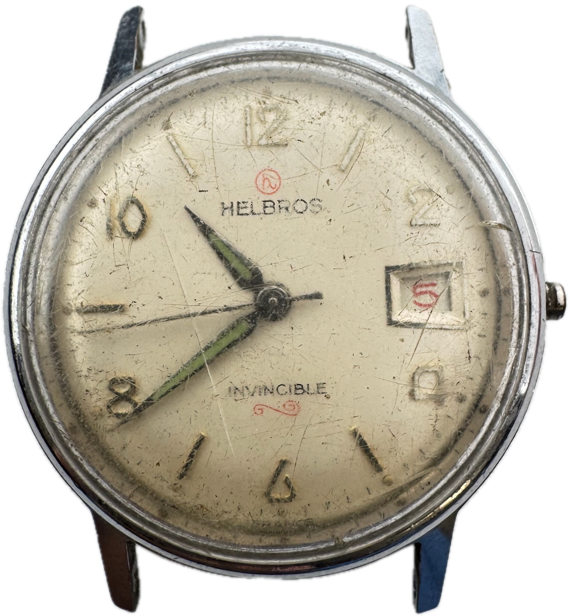 Vintage Helbros Invincible Men's Mechanical Wristwatch P 19 Steel & Chrome