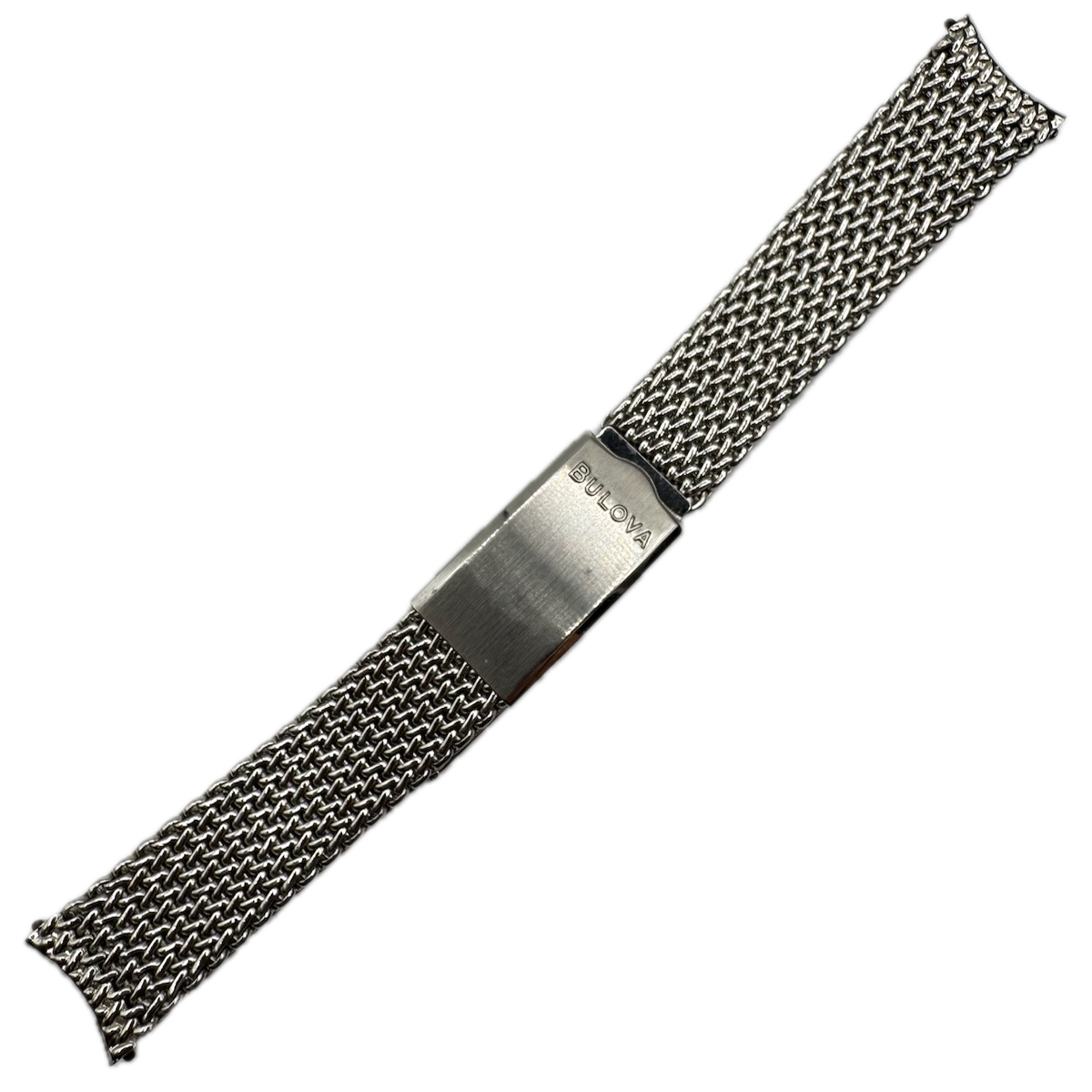 Vintage 17mm Bulova Men's Wristwatch Bracelet Stainless Steel Chainmail USA