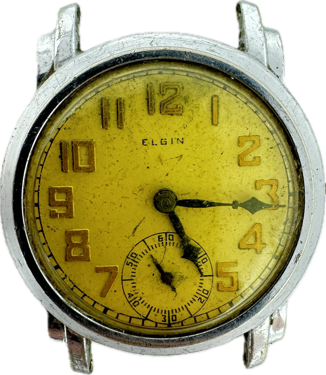 Vintage 30mm Elgin 7 Jewel Men's Mechanical Wristwatch Grade 485 USA Chrome