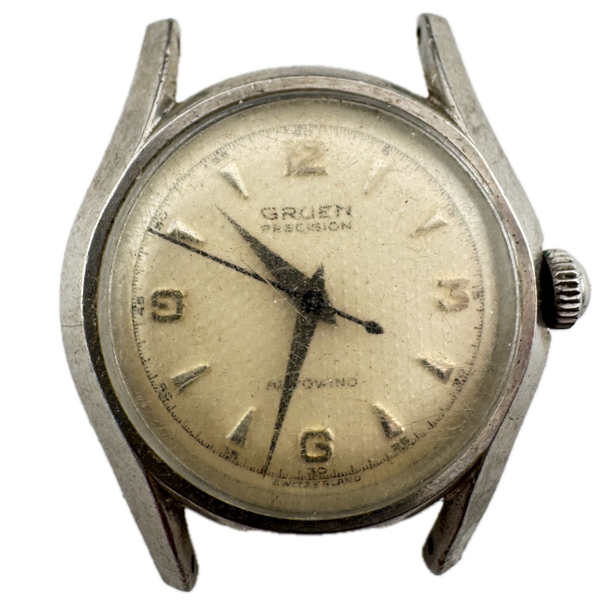 Vintage Gruen Honeycomb Dial Men's Automatic Wristwatch 480 SS Swiss Steel