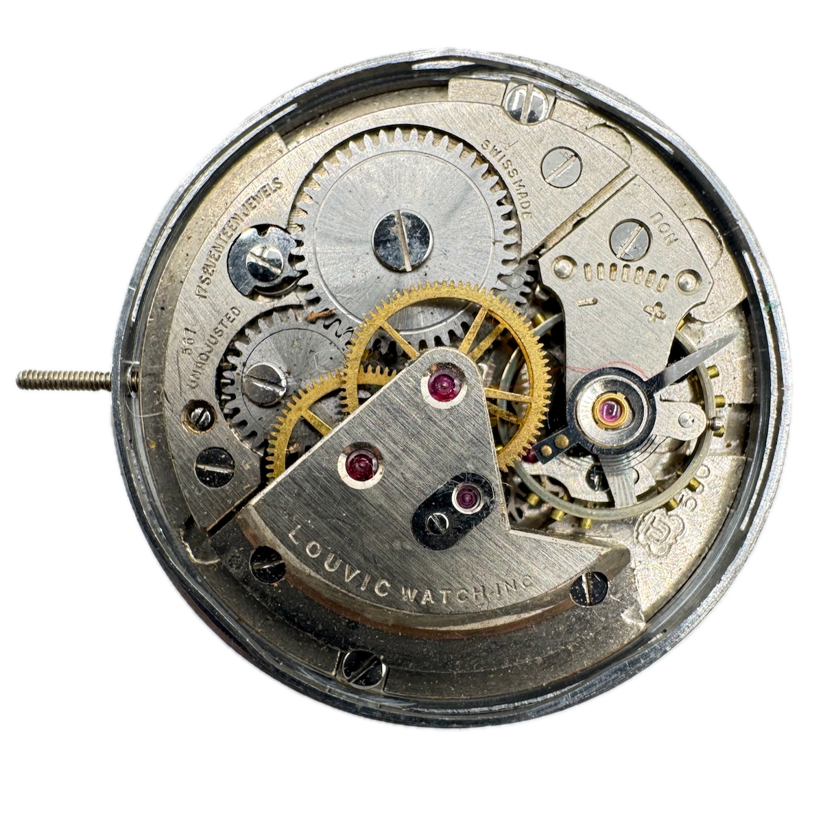 Vintage 28.5mm Louvic Jump Hour Mechanical Men's Wristwatch Movement 587