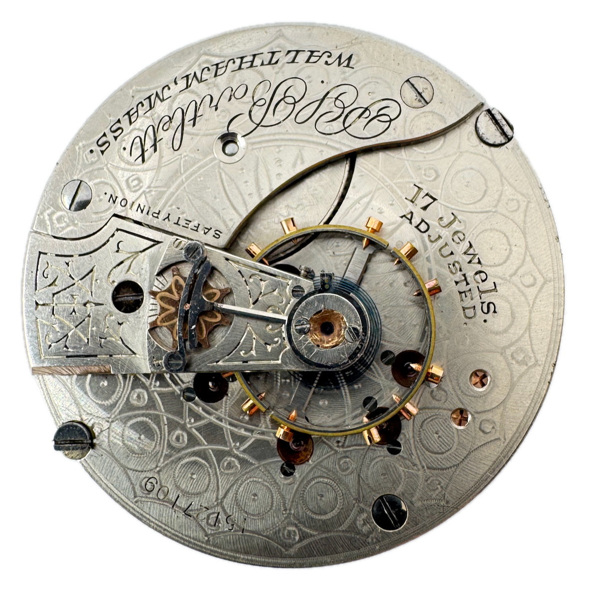 Antique 18s 1906 Waltham 17 Jewel Hunter Pocket Watch Movement P.S. Bartlett