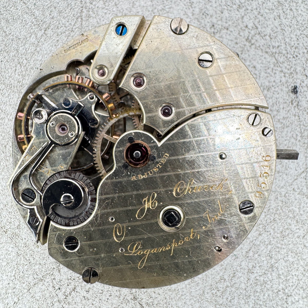 43 mm C.H. Church Mustache Lever Mechanical Pocket Watch Movement Agassiz