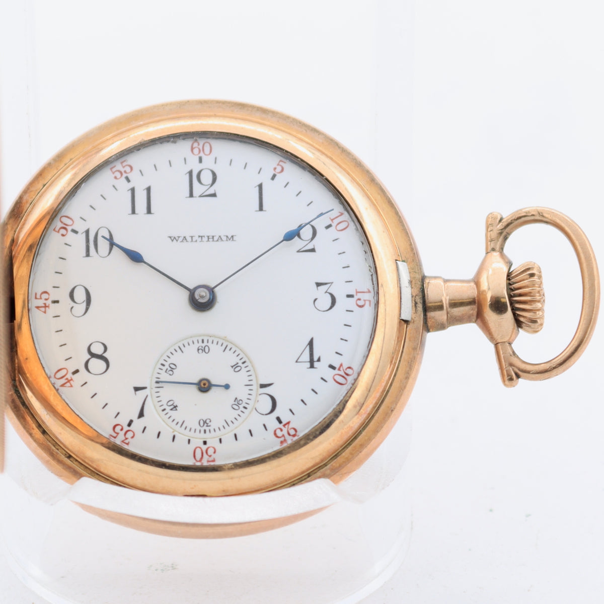 Antique 0s Waltham Guilloche Mechanical Hunter Pocket Watch 165 Gold FIlled