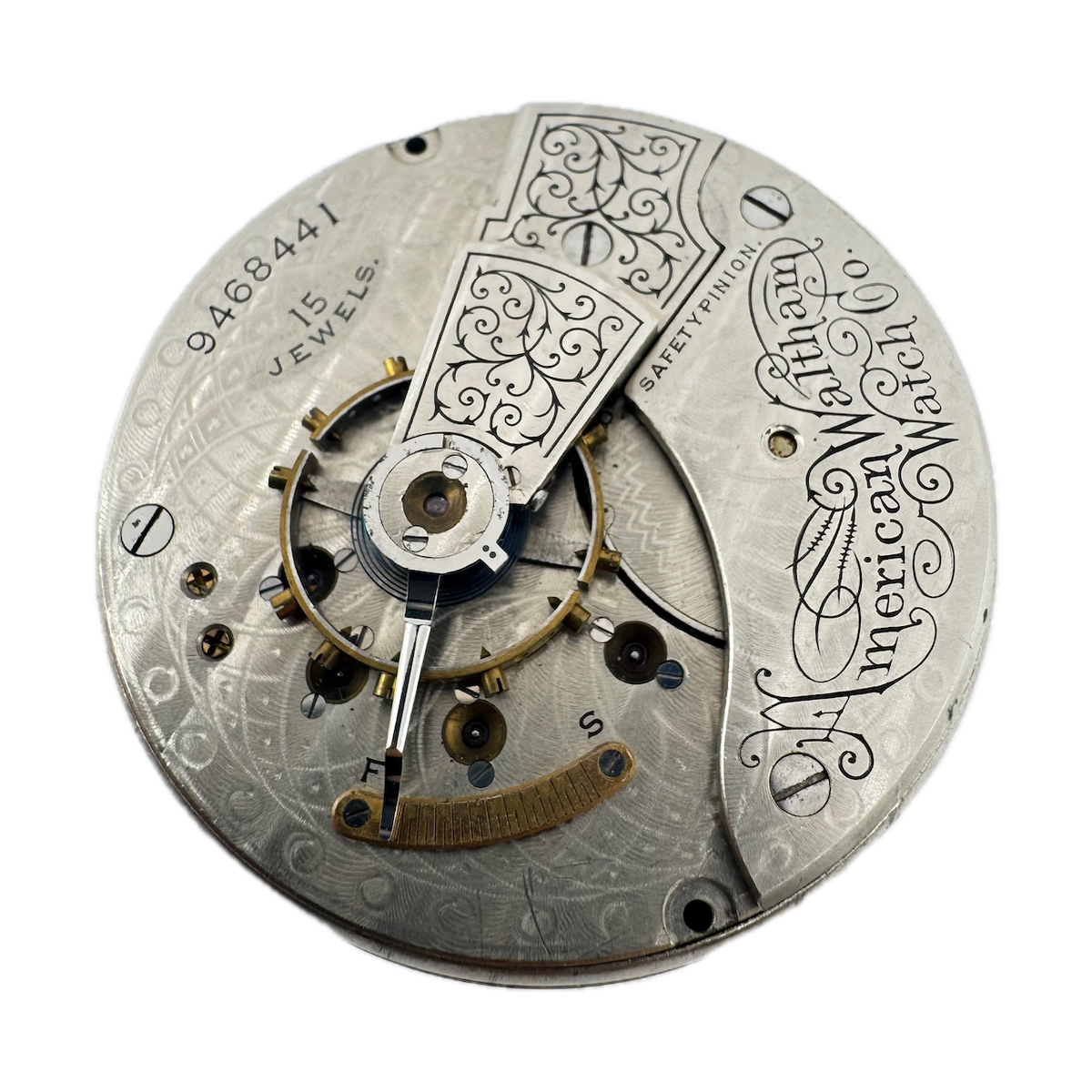 Antique 18S Waltham 15 Jewel Mechanical Open Face Pocket Watch Movement No.820