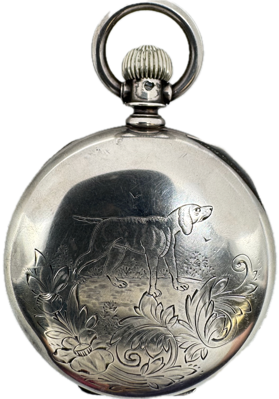 Antique 18s Dueber Dog 3 Ounce Pocket Watch Case for Mechanical Coin Silver
