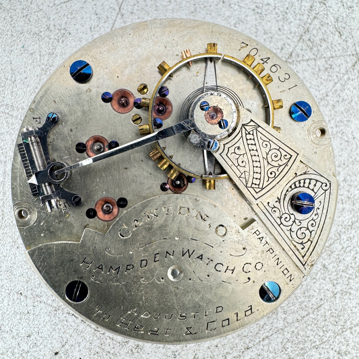 Antique 18s 1891 Hampden 15j Mechanical Pocket Watch Movement John C. Dueber