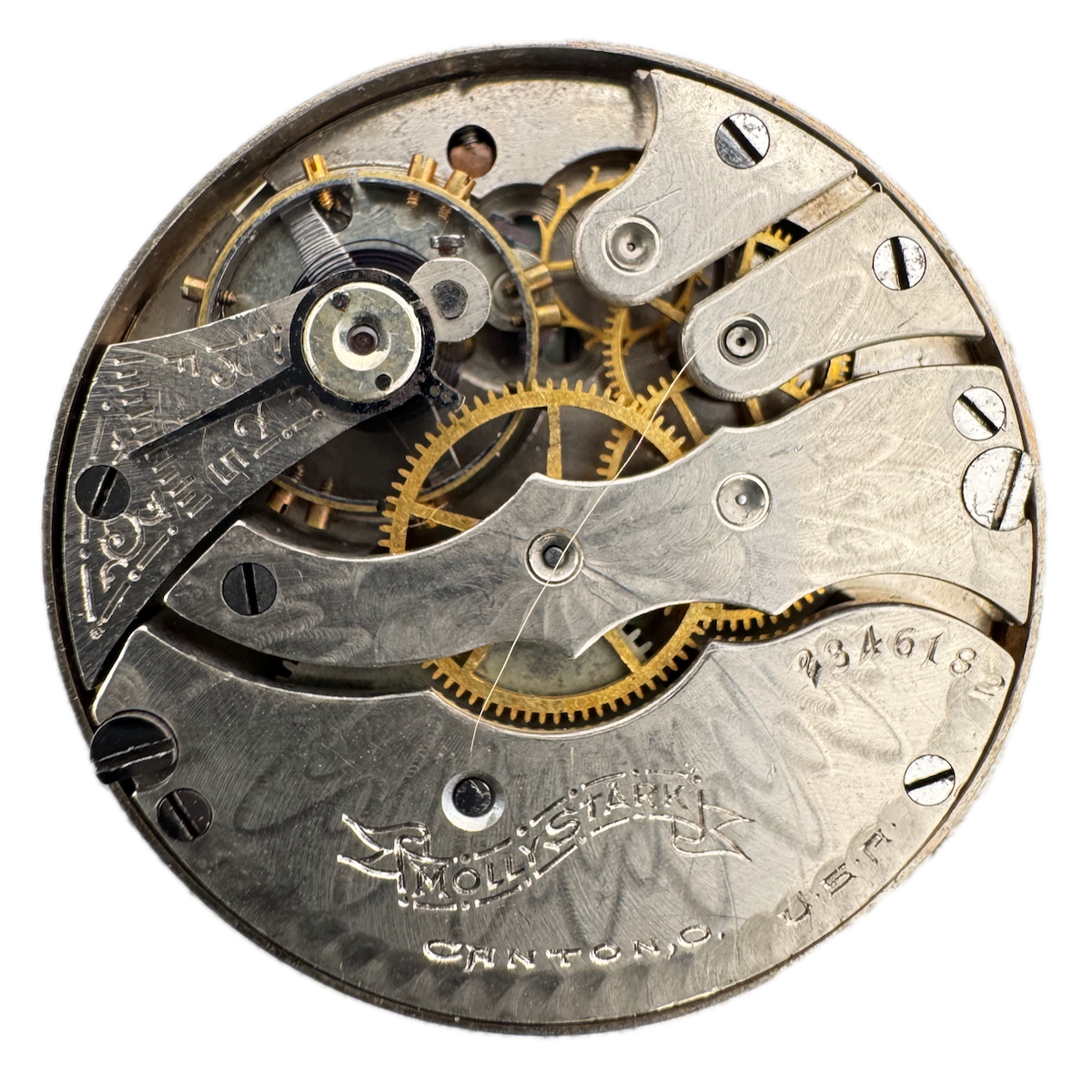 Antique 3/0s 1907 Hampden 17 Jewel Hunter Pocket Watch Movement Molly Stark USA