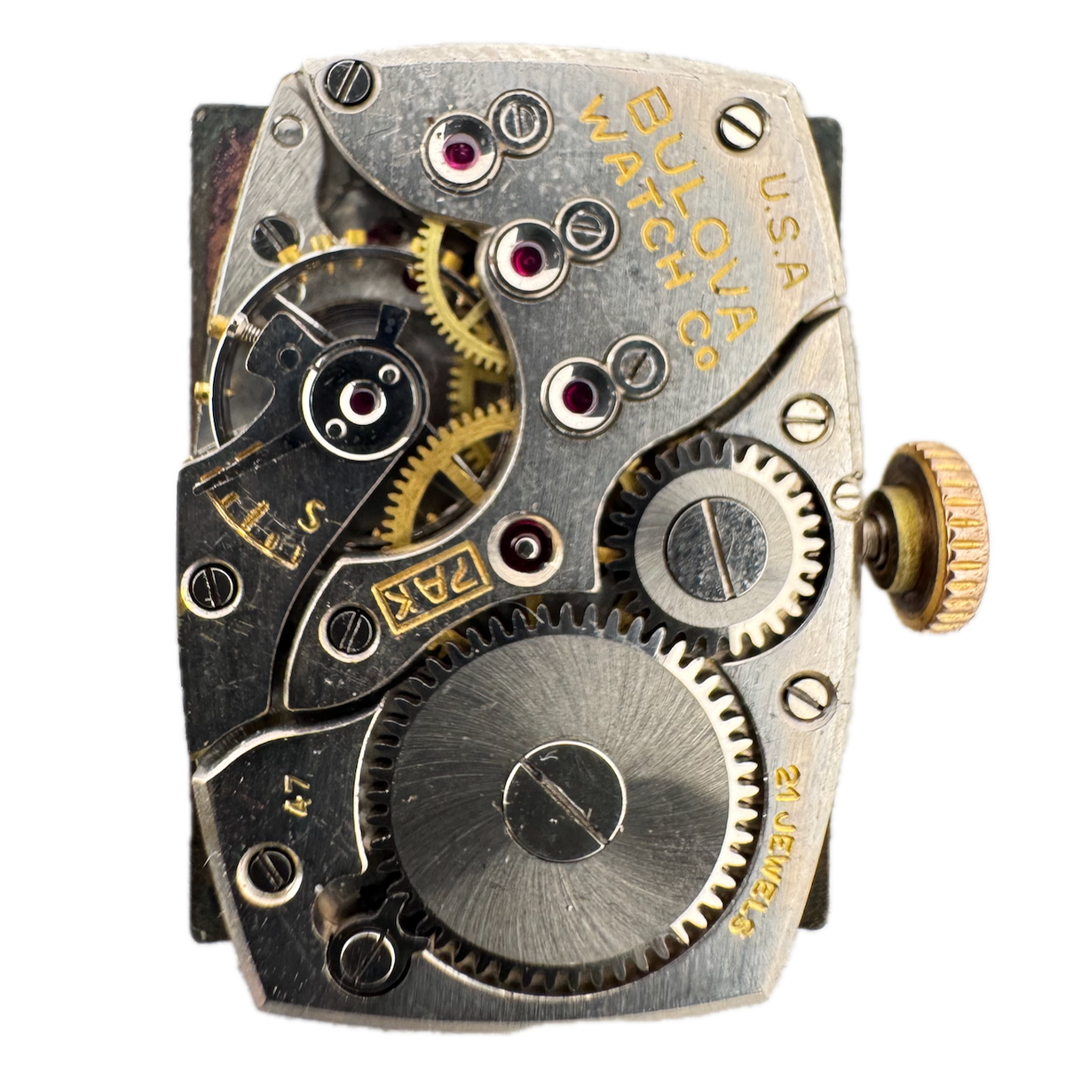 Vintage 18.5mm Bulova Salmon Dial Mechanical Men's Wristwatch Movement 7AK USA