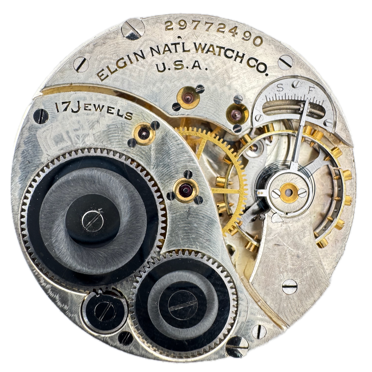 Vintage 12s 1927 Elgin 17 Jewel Mechanical Pocket Watch Movement 345 USA