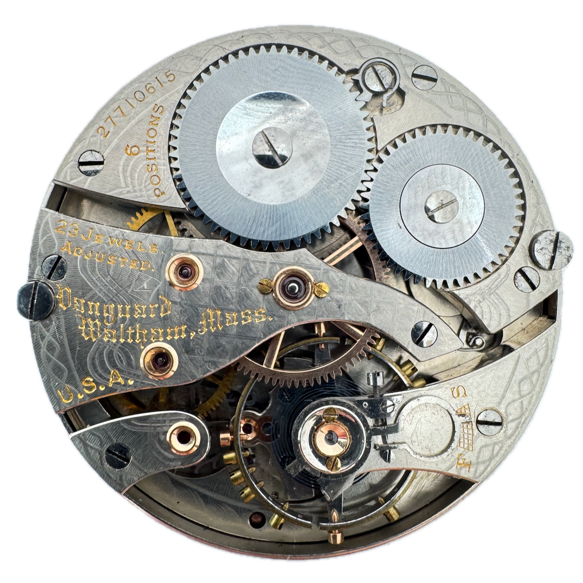 Antique 16s 1932 Waltham 23j Mechanical Railroad Pocket Watch Movement Vanguard