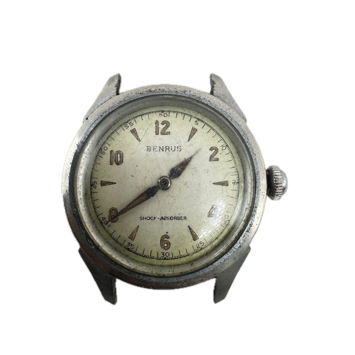 Vintage 32mm Benrus Shock Absorber Men's Mechanical Wristwatch Steel & Chrome