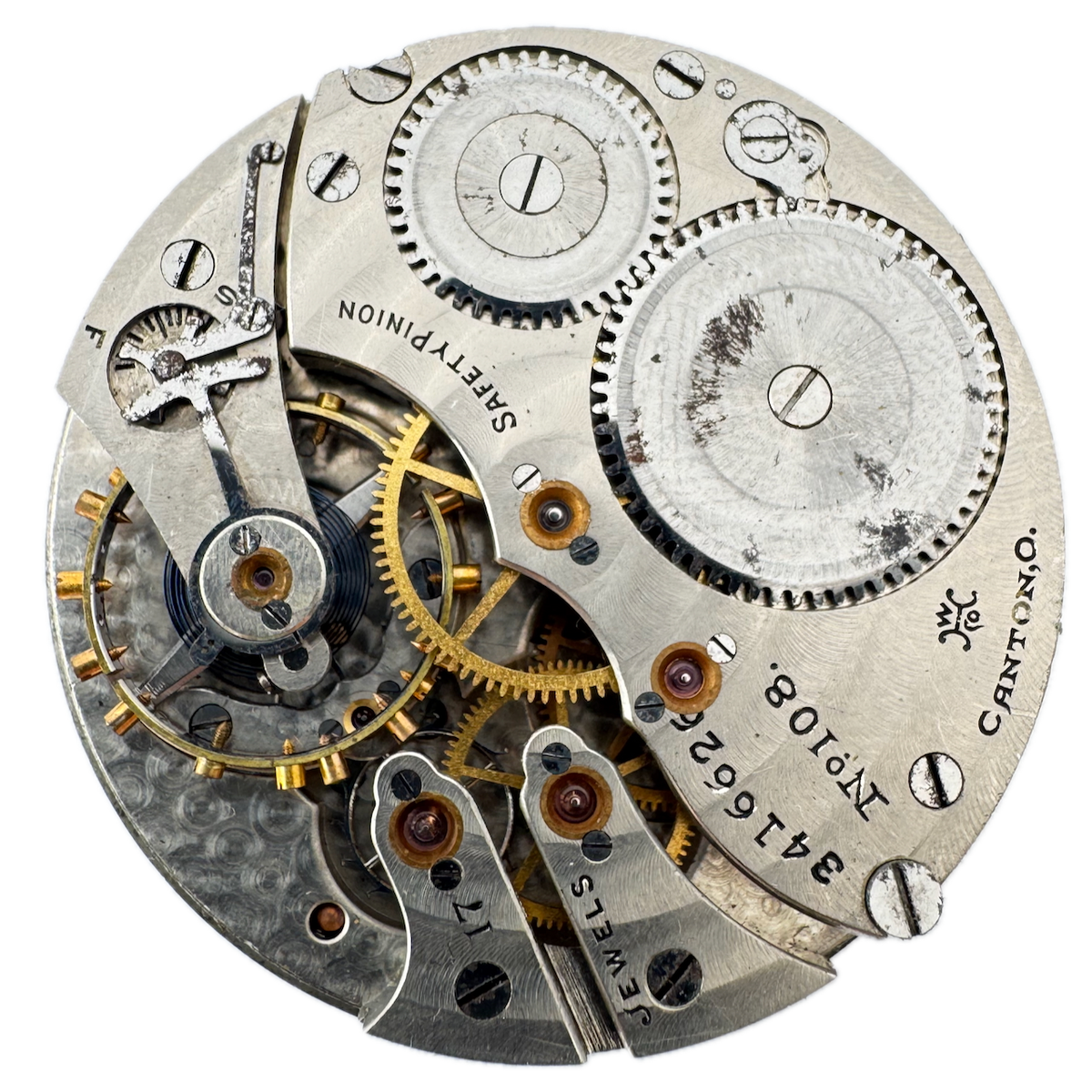 Antique 16s 1915 Hampden 17 Jewel Mechanical Pocket Watch Movement 108 USA