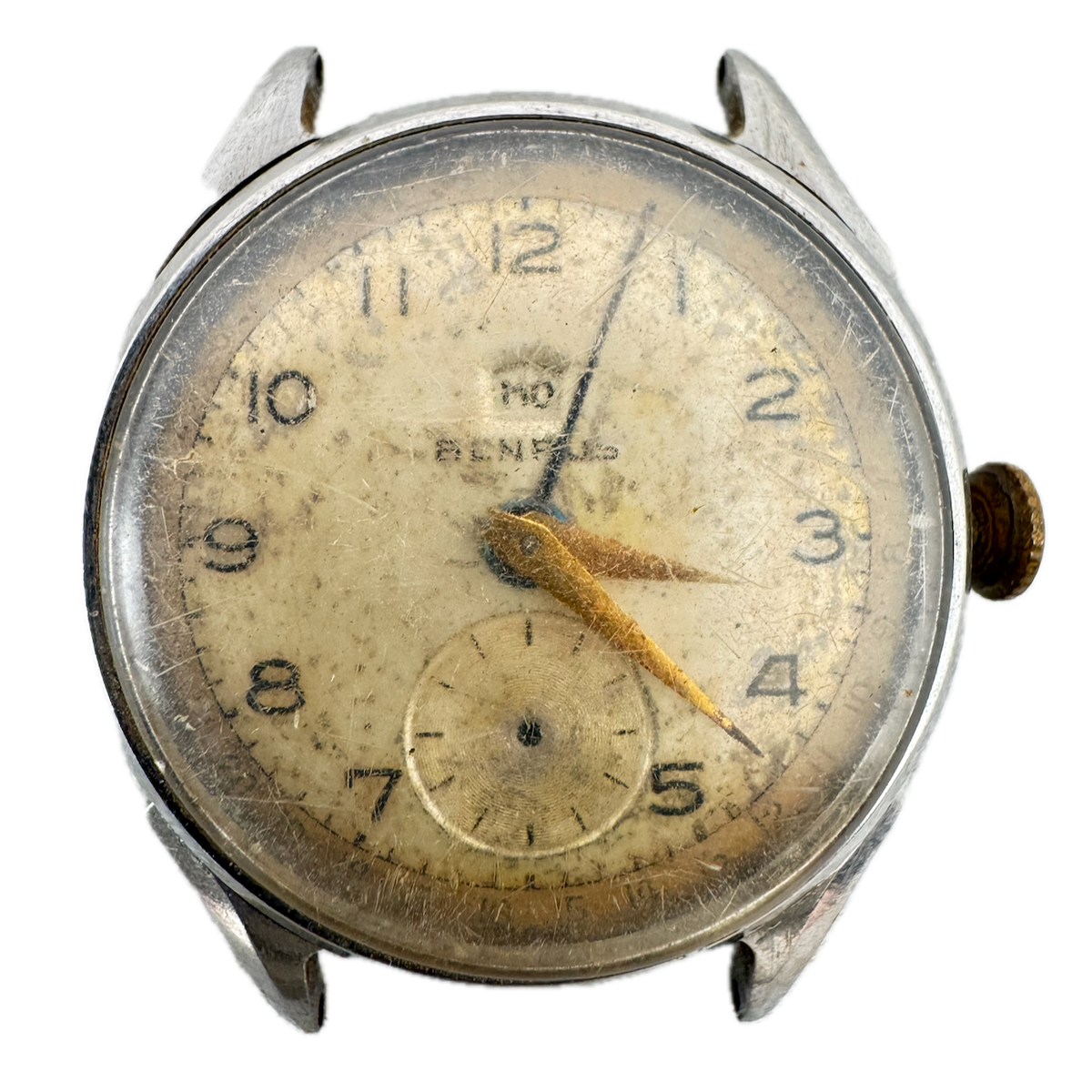 Vintage 31.5mm Benrus Date Pointer 15 Jewel Men's Mechanical Wristwatch Steel