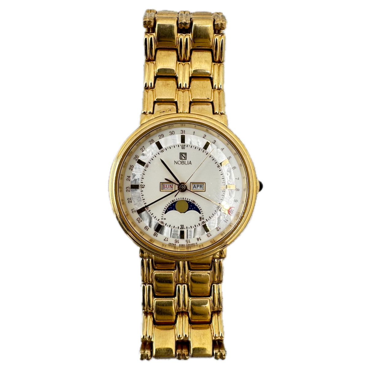 Vintage 34.5mm Citizen GN-4W-U Noblia Moonphase Men's Quartz Wristwatch Japan