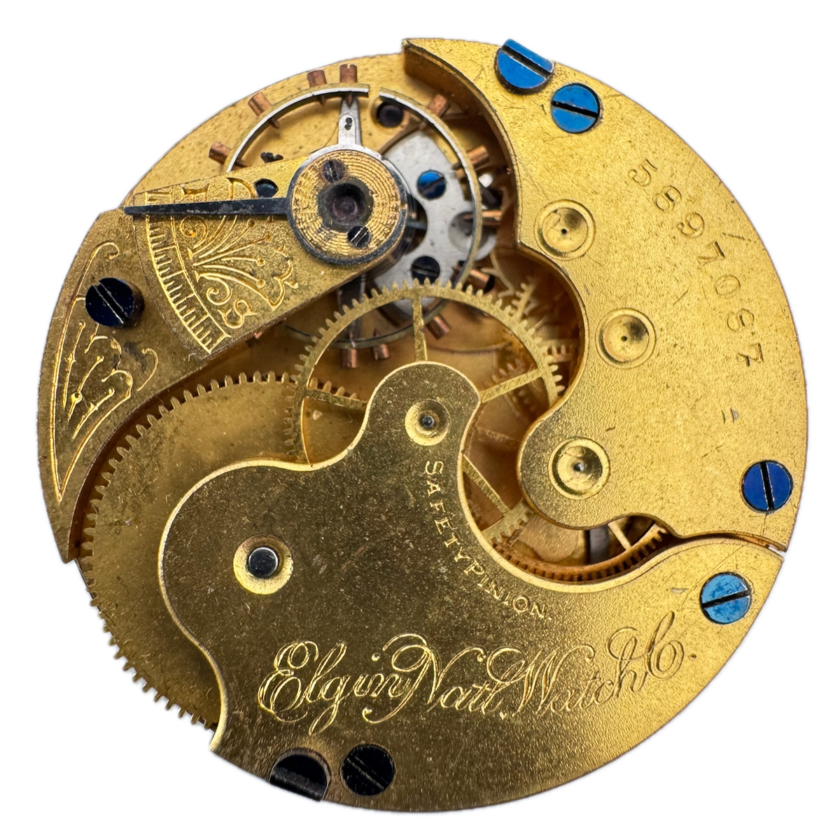 Antique 0s 1895 Elgin 7 Jewels Mechanical Hunter Pocket Watch Movement 109 USA