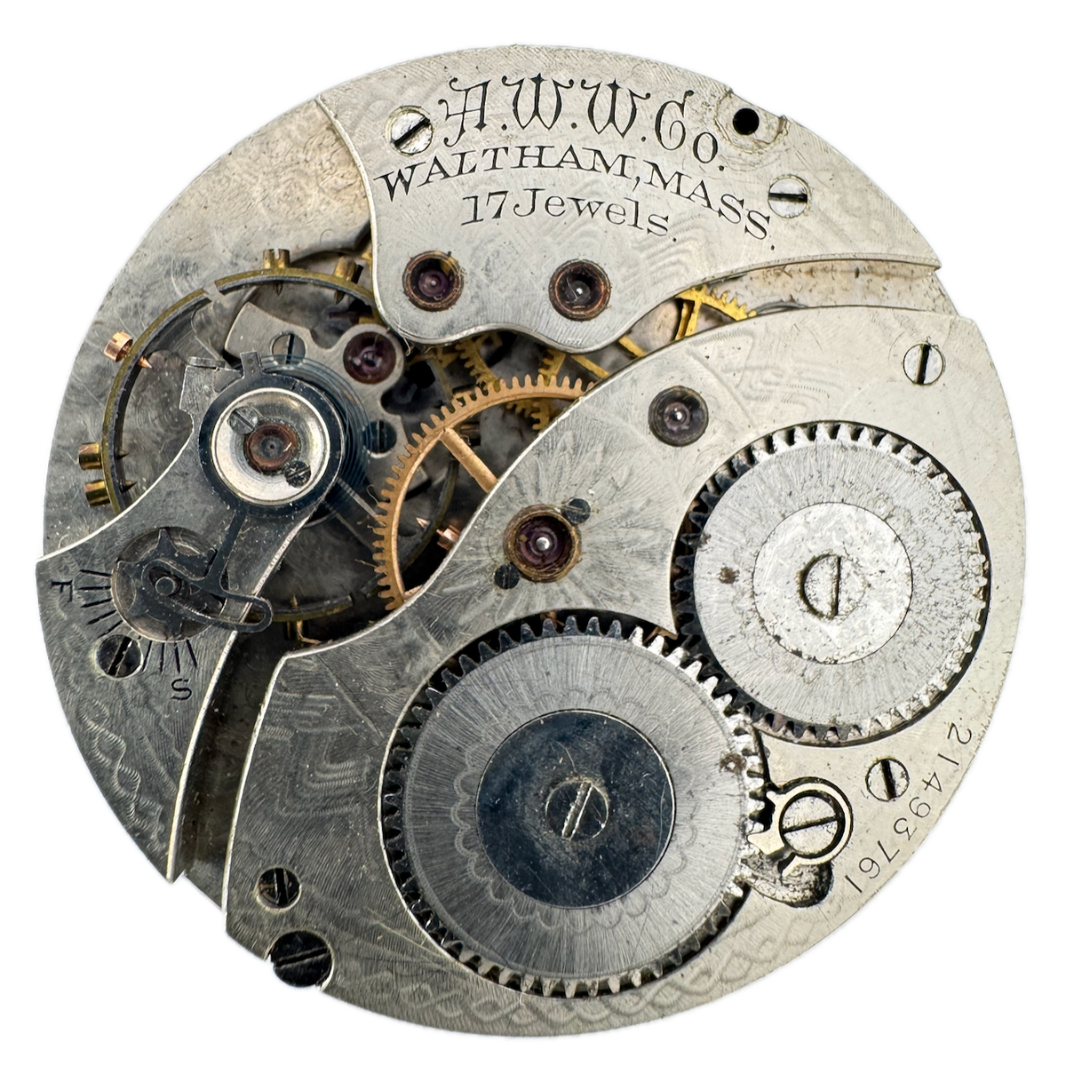 Antique 12s 1917 Waltham 1894 17J Mechanical Hunter Pocket Watch Movement No.225