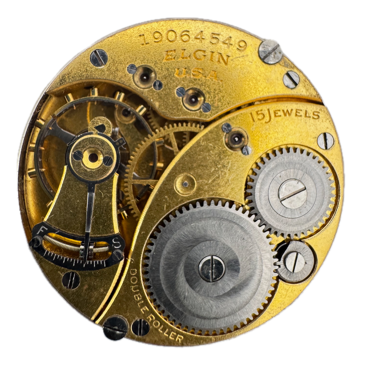 Antique 0s 1917 Elgin 15 Jewel Mechanical Hunter Pocket Watch Movement 377 USA