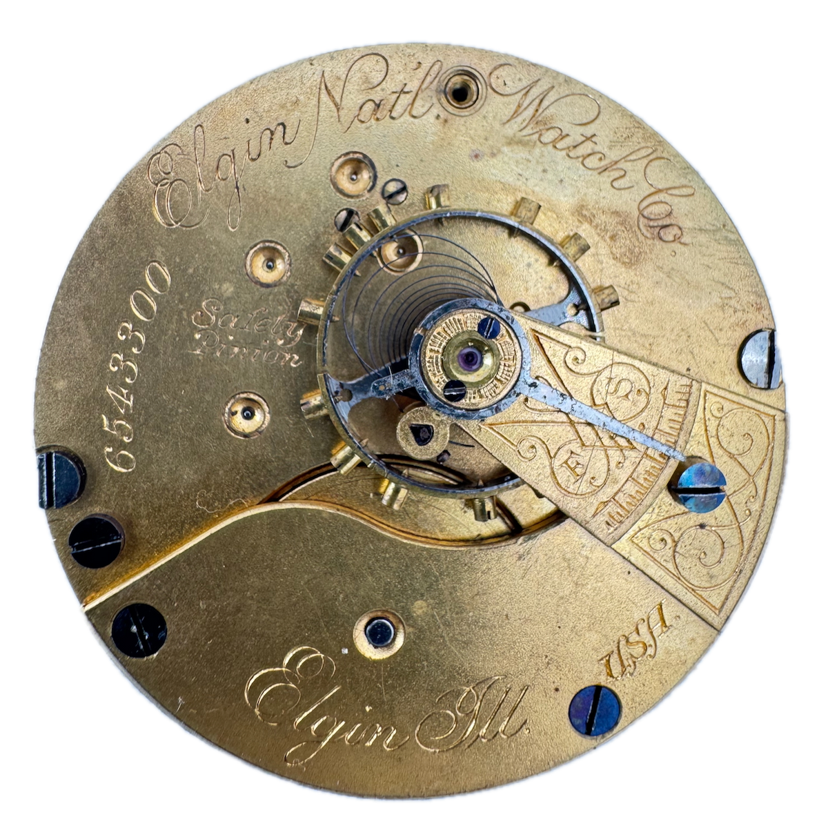 Antique 18s 1897 Elgin 7 Jewel Key Wind Open Face Pocket Watch Movement 73 USA