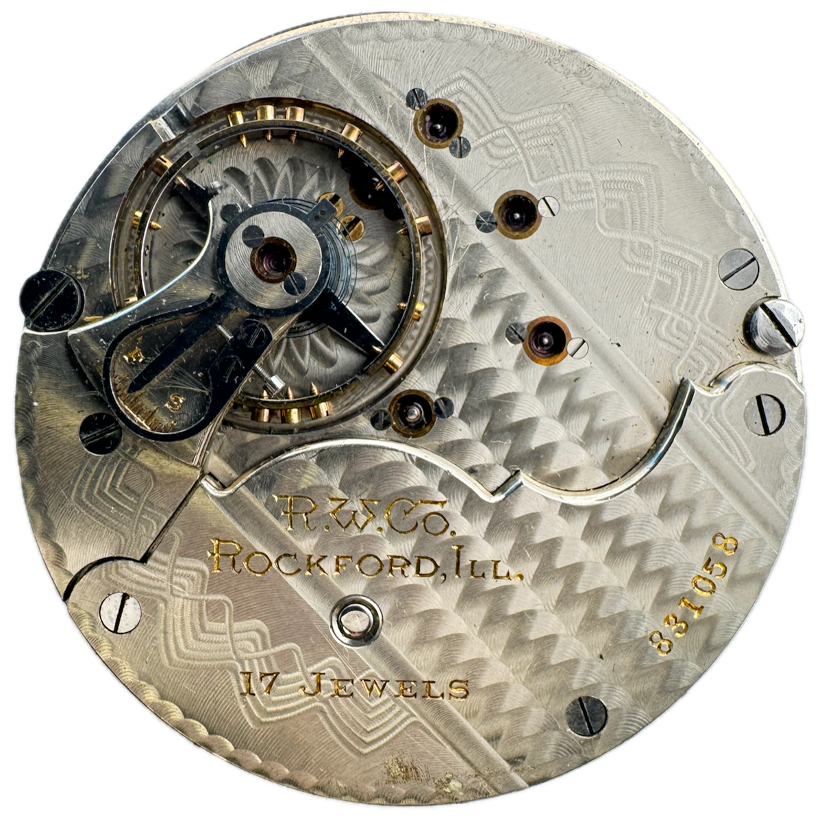 Antique 18s 1910 Rockford 10 17J Mechanical Hunter Pocketwatch Movement 835 Runs