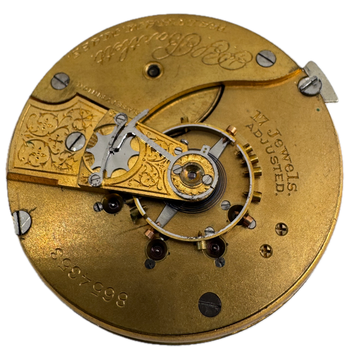 Antique 18s 1898 Waltham 17 Jewel Hunter Pocket Watch Movement P.S. Bartlett USA