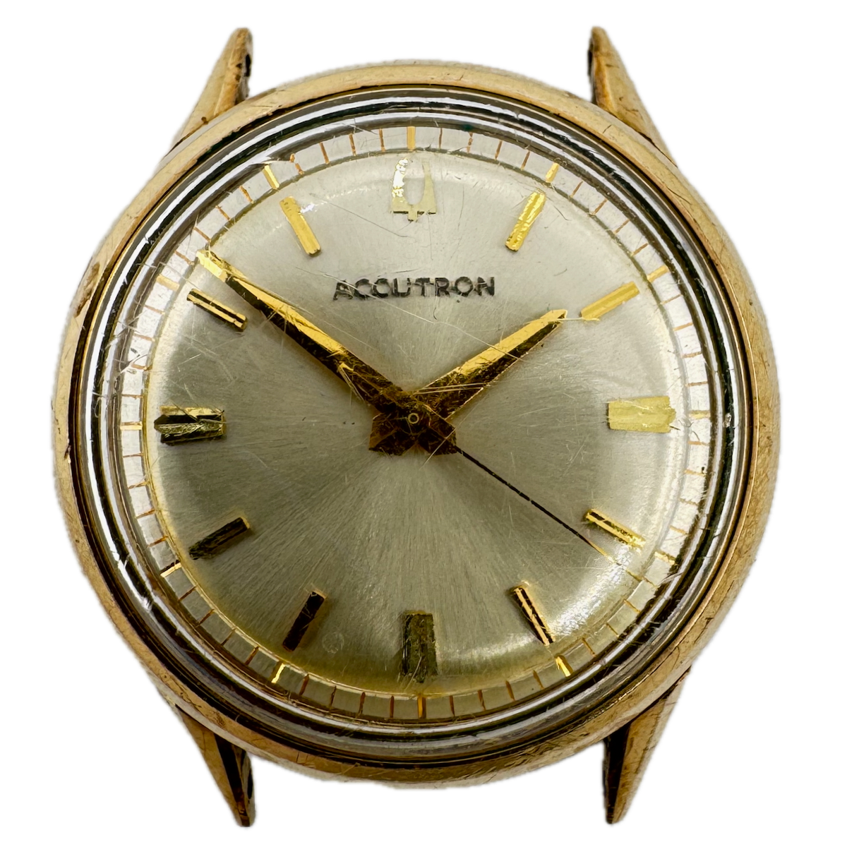 Vintage 35mm 1977 Bulova 25491-7 Men's Tuning Fork Wristwatch 214 10k GF Bezel