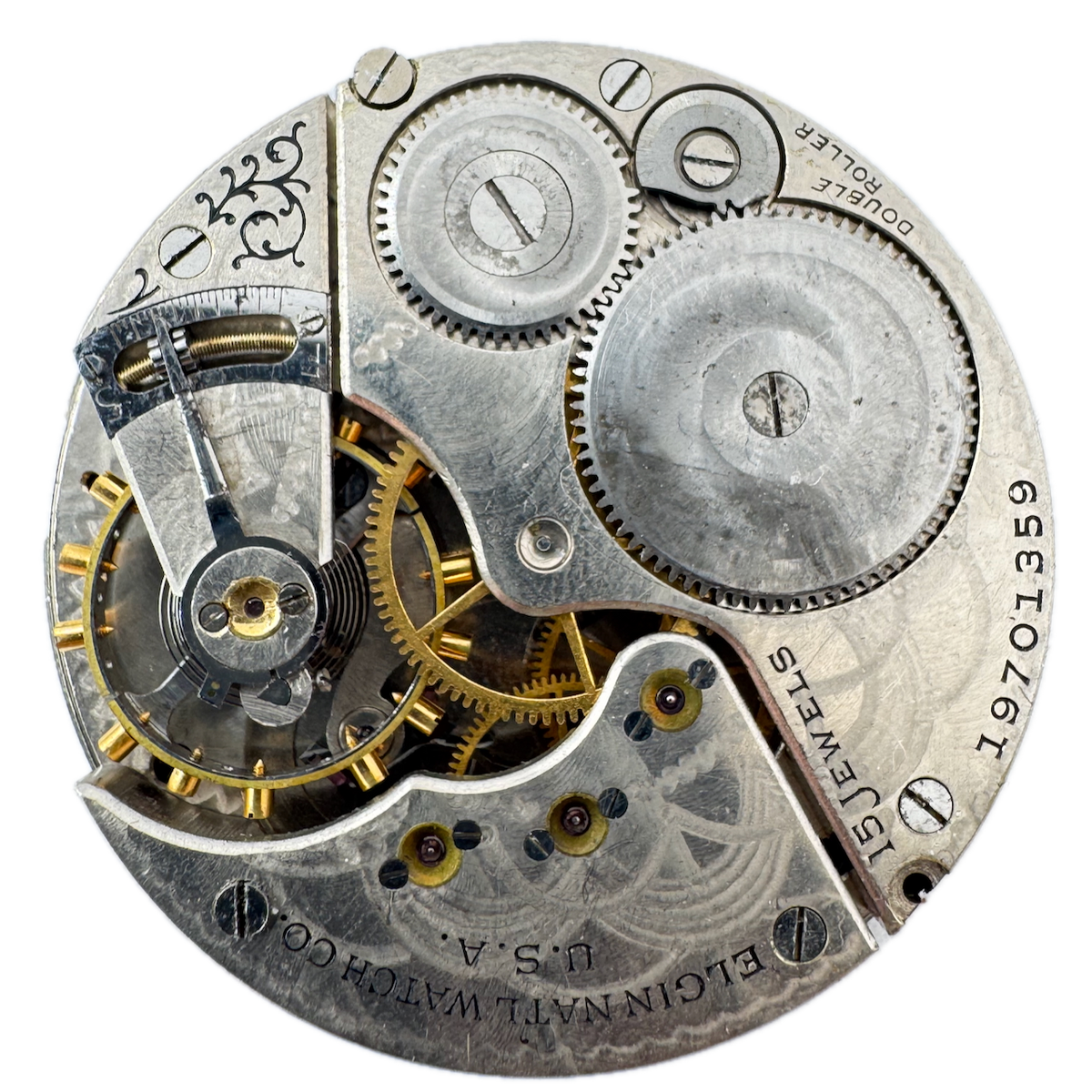Antique 16s 1917 Elgin 15 Jewel Mechanical Pocket Watch Movement 313 USA