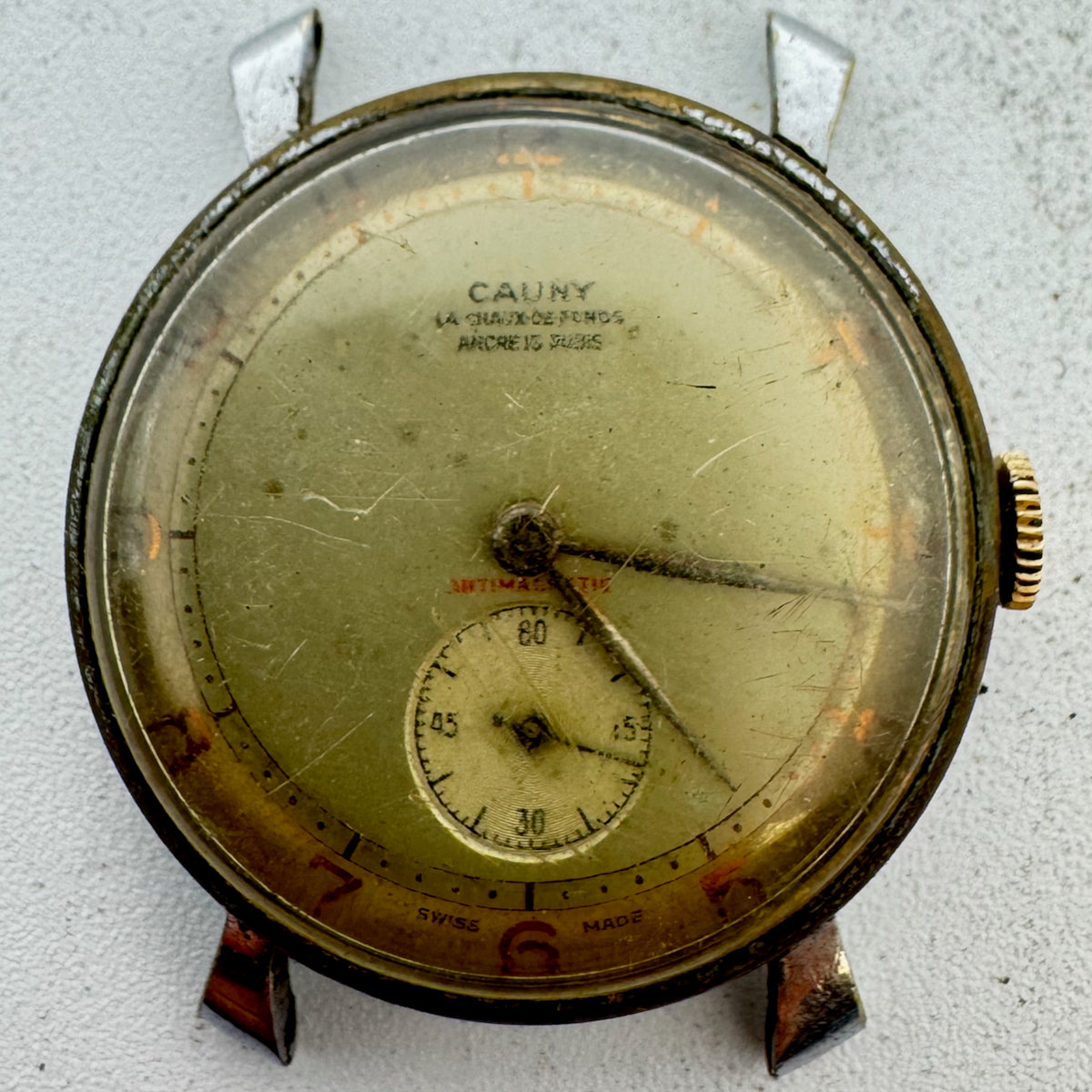 Vintage Cauny La Chaux De Fonds Men's Mechanical Wristwatch ETA 38 Swiss