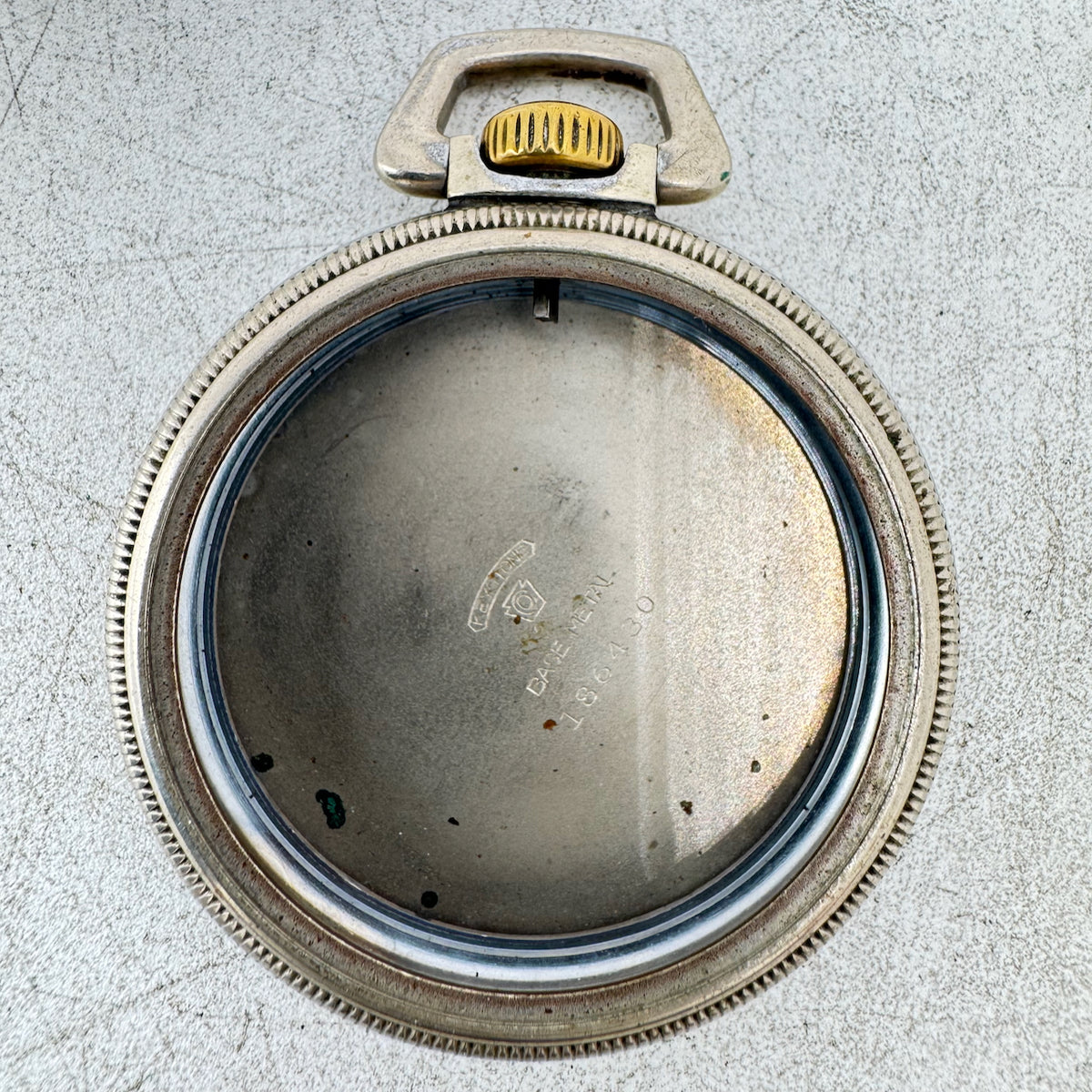 Antique 16s Keystone Coin Edge Open Face Pocket Watch Case Nickel USA