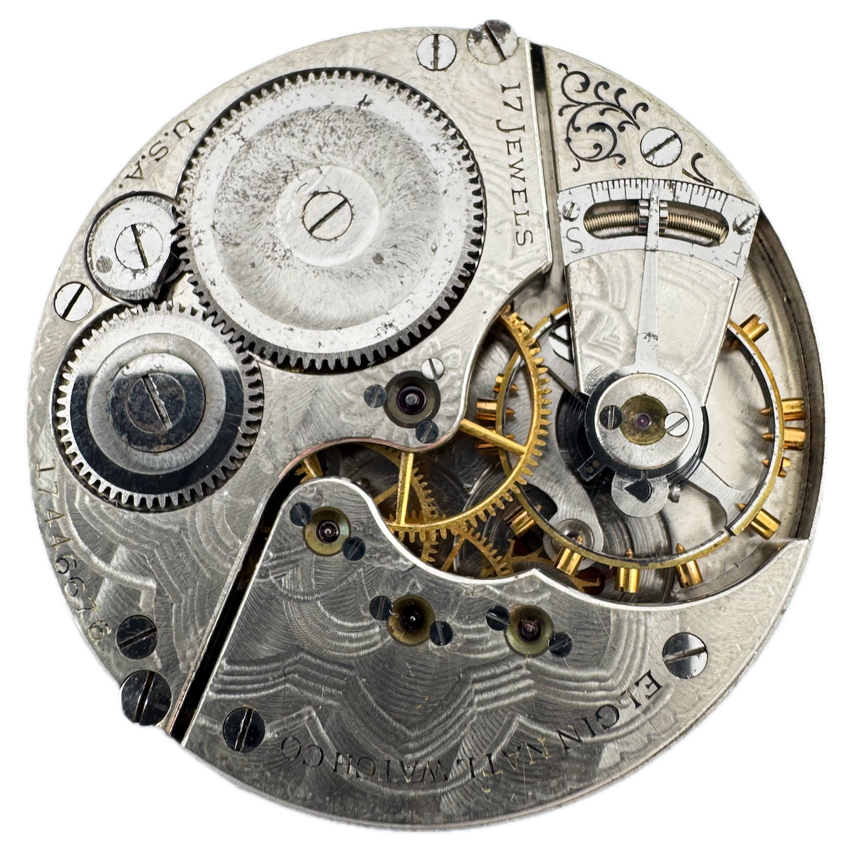Antique 16s 1914 Elgin 17 Jewel Hunter Pocket Watch Movement 386 USA Rusted