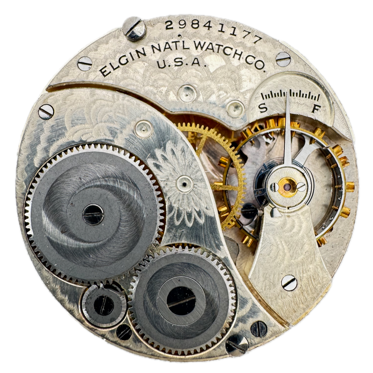 Antique 12s 1927 Elgin 7j Mechanical Open Face Pocket Watch Movement 303 USA