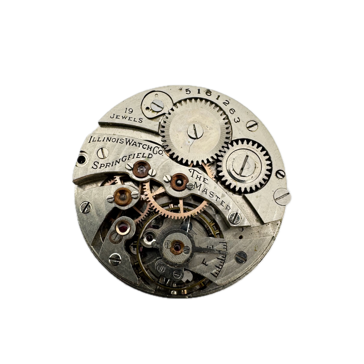 Vintage 6/0s 1929 Illinois 19 Jewel Pocket Watch Movement 907 USA for Parts