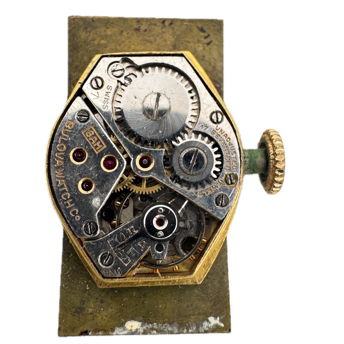 Vintage Bulova Rectangular Mechanical Men's Wristwatch Movement 6AM Swiss