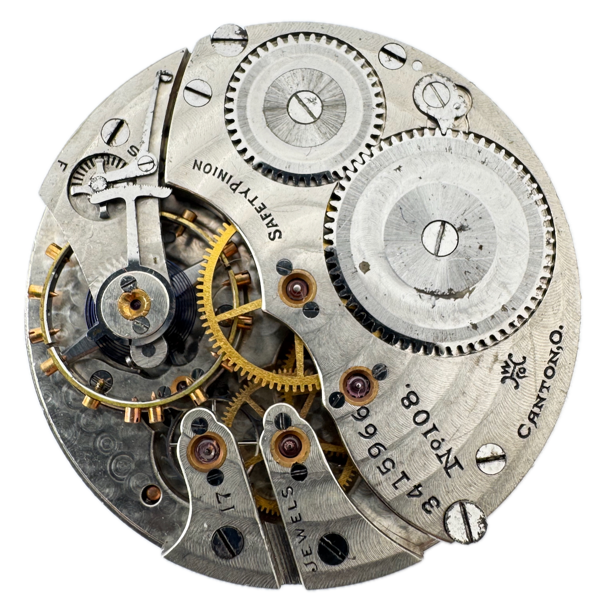 Antique 16s 1915 Hampden 17 Jewel Mechanical Pocket Watch Movement 108 USA