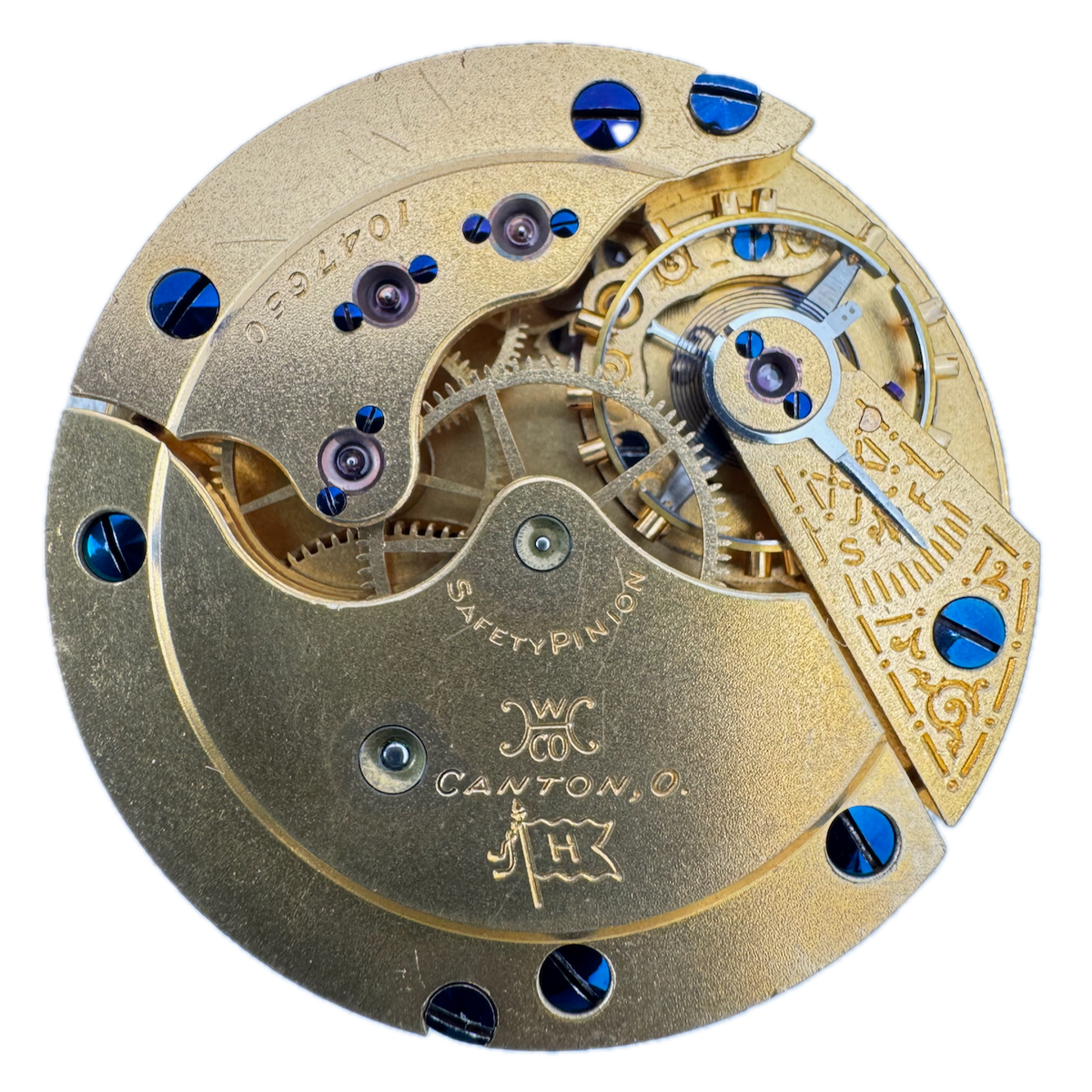 Antique 16s 1897 Hampden 11j Mechanical Pocket Watch Movement 110 H (in flag)
