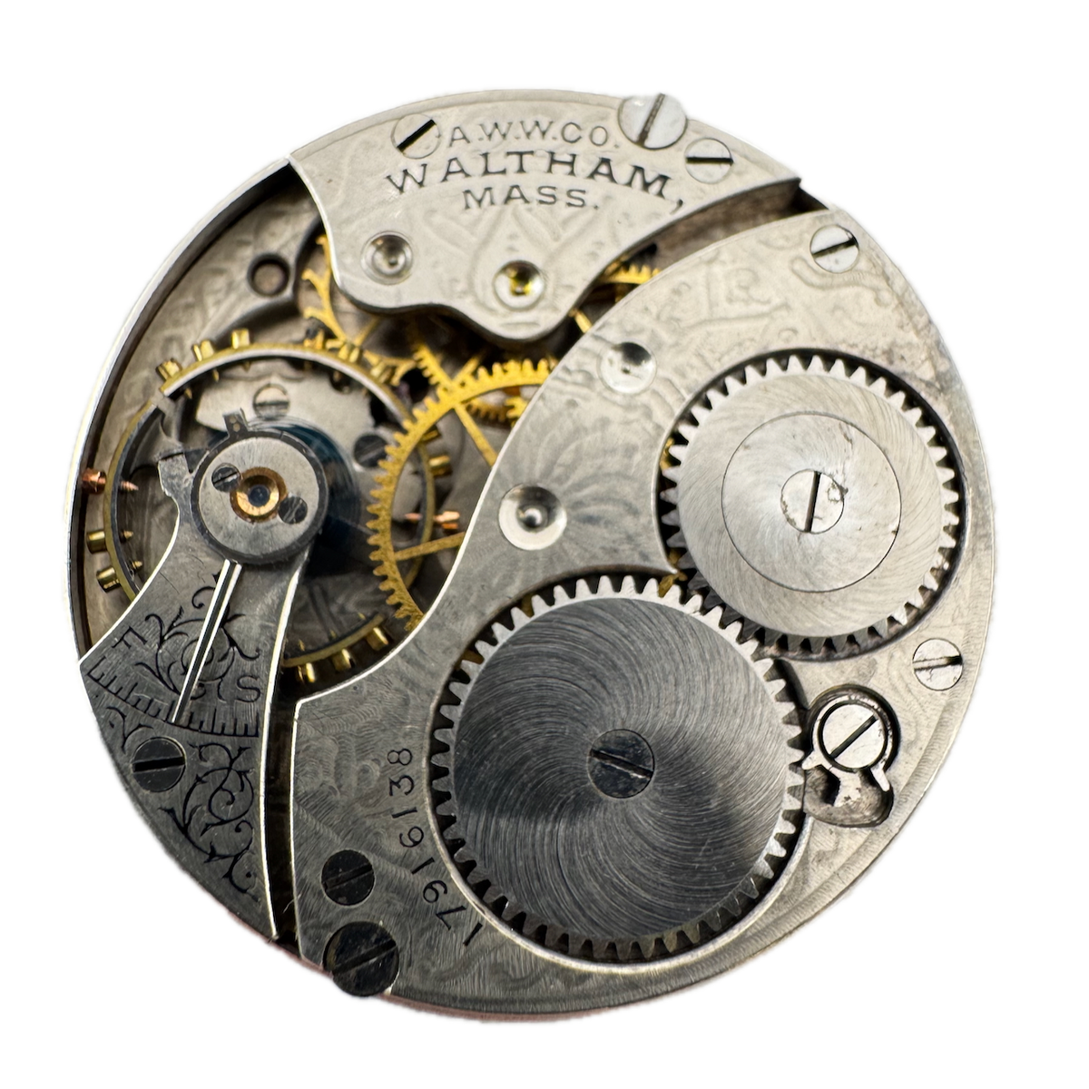 Antique 0s 1910 Waltham 7 Jewel Mechanical Hunter Pocket Watch Movement 161 USA