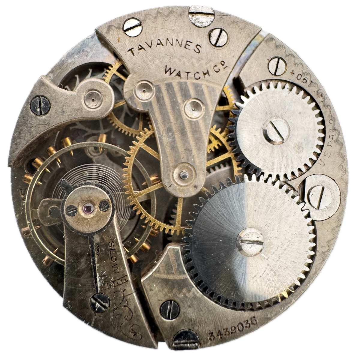 Antique 0 Size Tavannes Mechanical Hunter Pocket Watch Movement Swiss Made