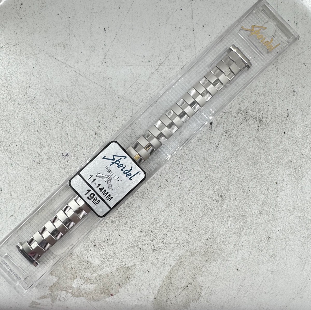 Vintage 14.5mm Speidel Ladies Wristwatch Band Steel Checkerboard Stretch USA