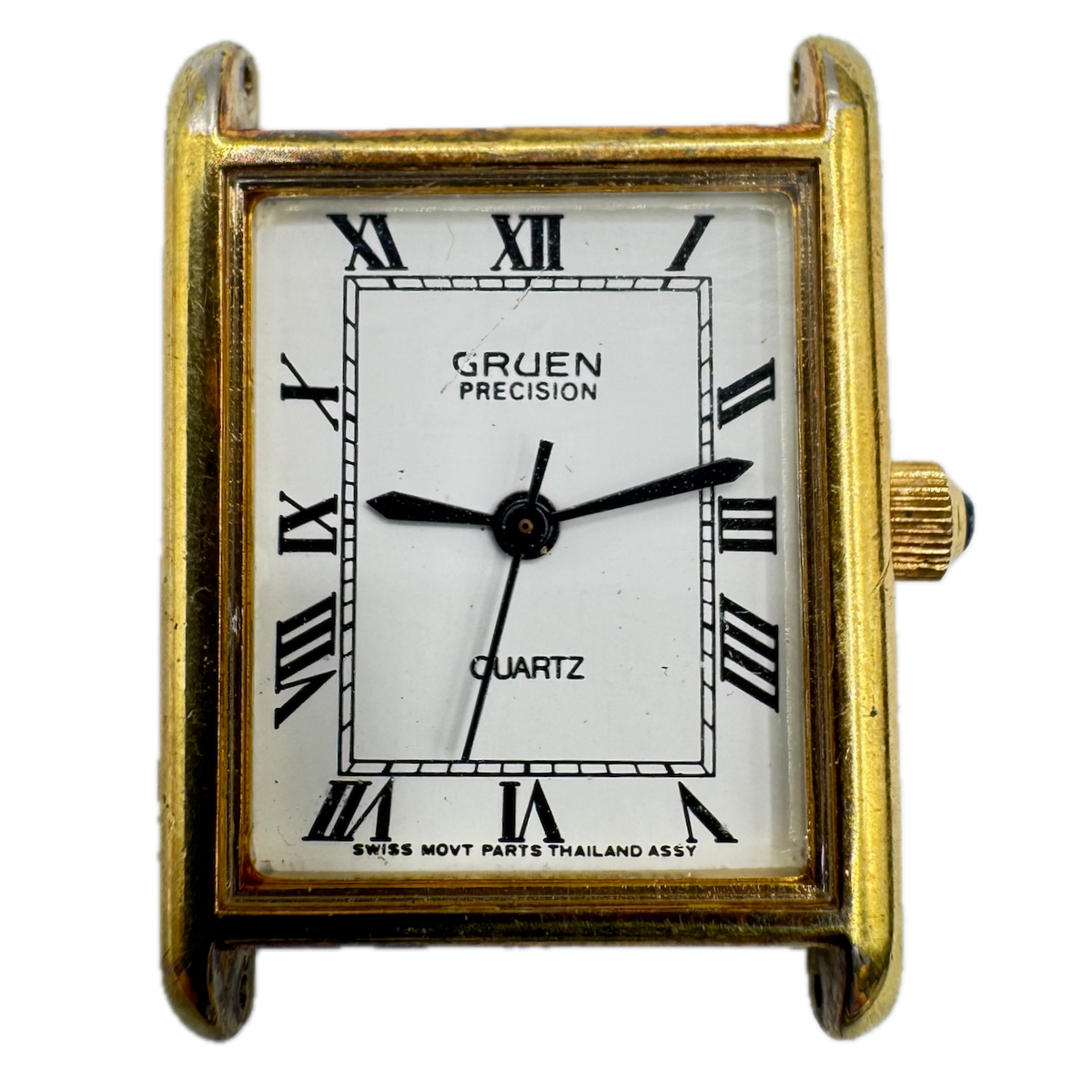 Vintage Gruen Precision Tank Style Ladies Quartz Wristwatch Swiss Gold Tone